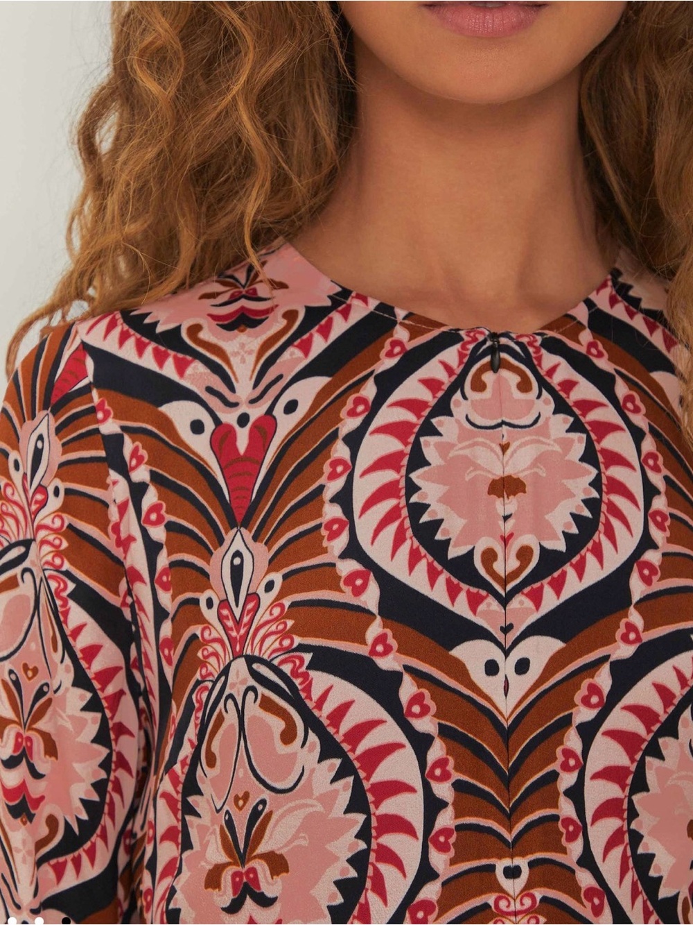 FARM Rio Pineapple Jewelry Midi Dress Size S Long Sleeve Printed Viscose - Picture 3 of 15
